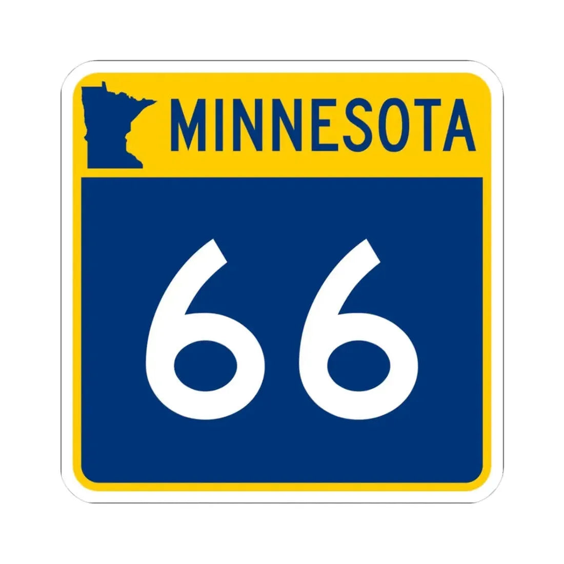 MN-66 (Minnesota) (Road Sign) STICKER Vinyl Kiss-Cut Decal 3 Inch White - The Sticker Space