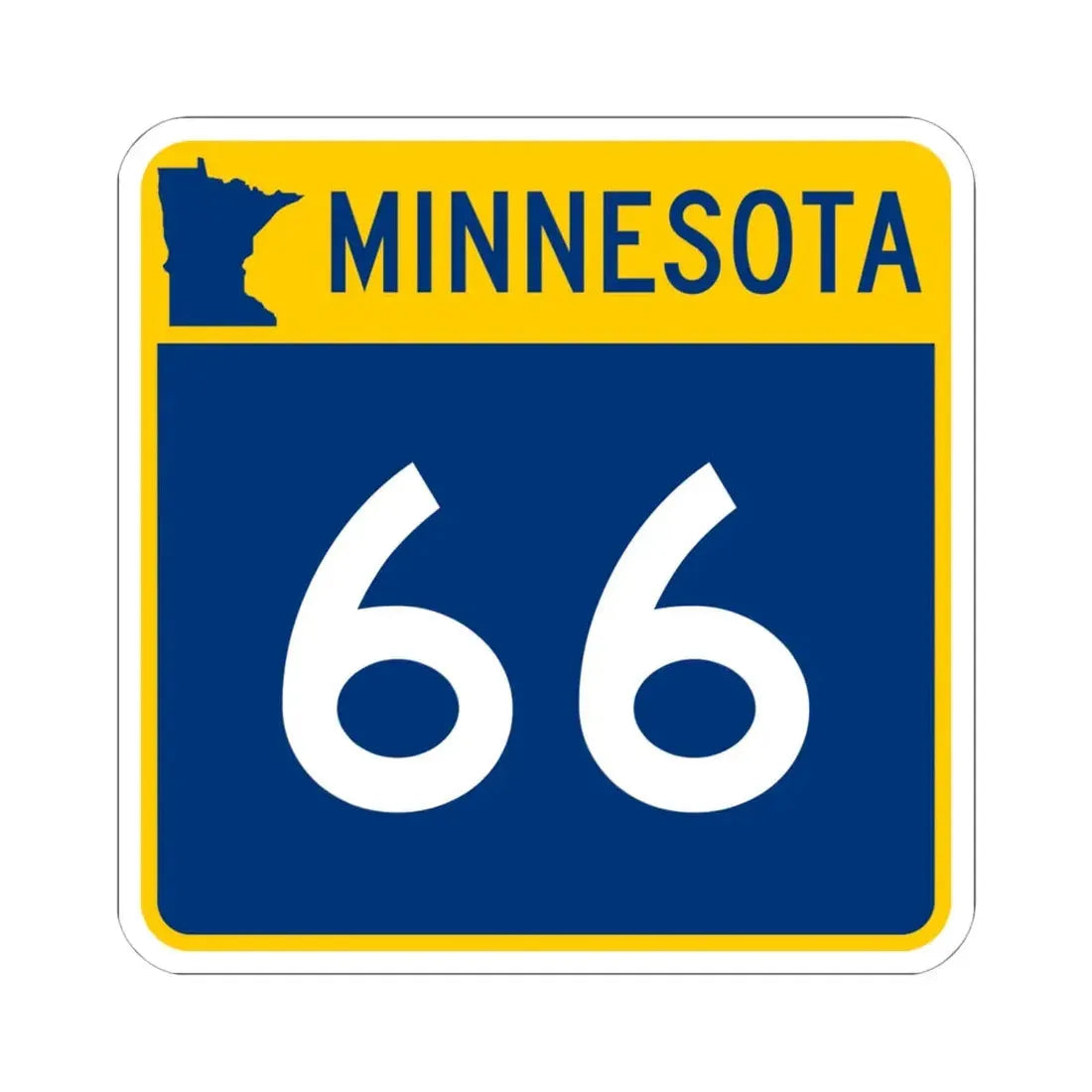 MN-66 (Minnesota) (Road Sign) STICKER Vinyl Kiss-Cut Decal 6 Inch White - The Sticker Space