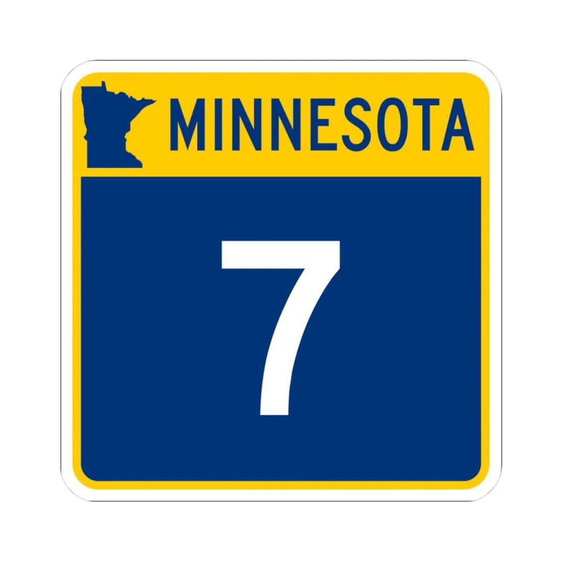 MN-7 (Minnesota) (Road Sign) STICKER Vinyl Kiss-Cut Decal 3 Inch White - The Sticker Space