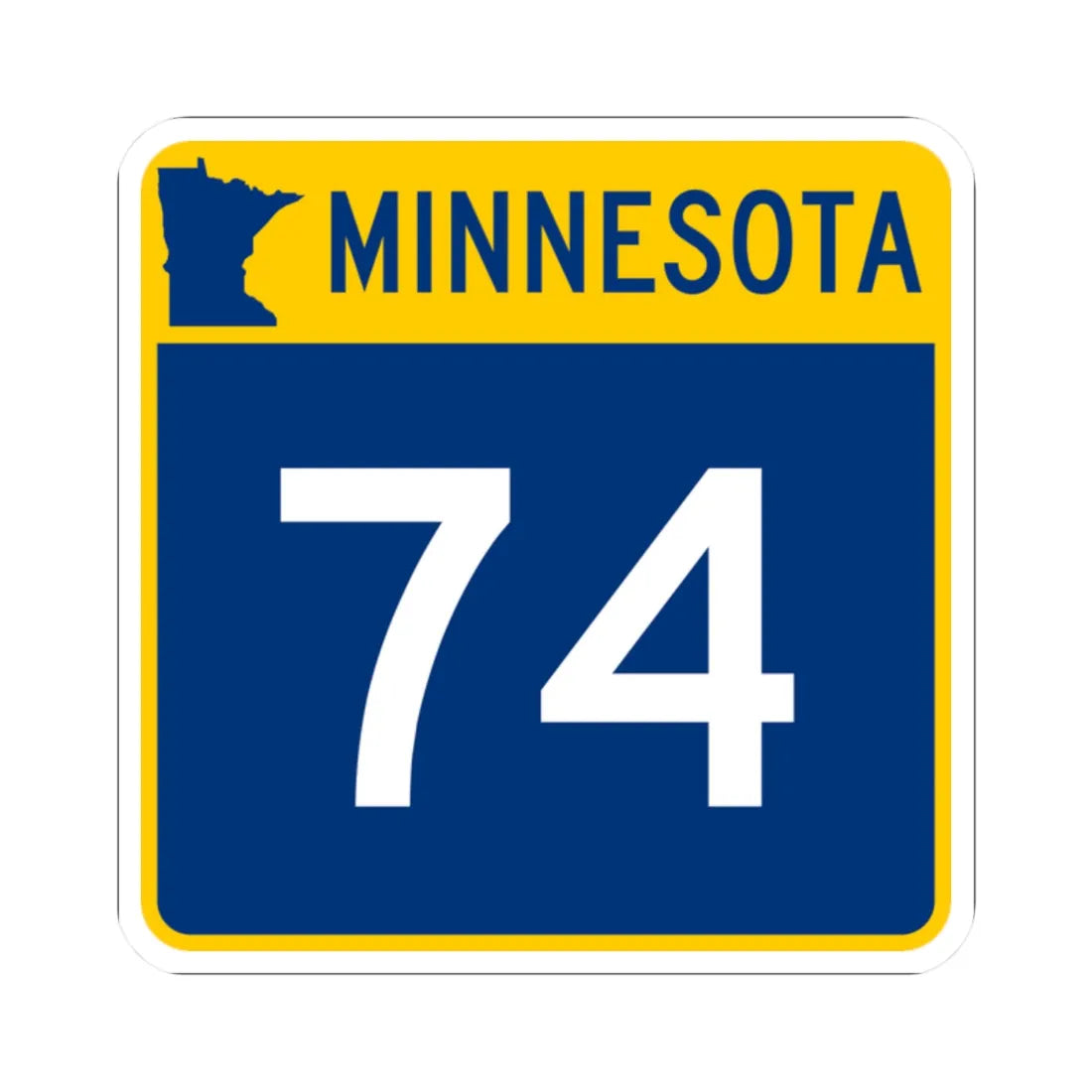 MN-74 (Minnesota) (Road Sign) STICKER Vinyl Kiss-Cut Decal 2 Inch White - The Sticker Space