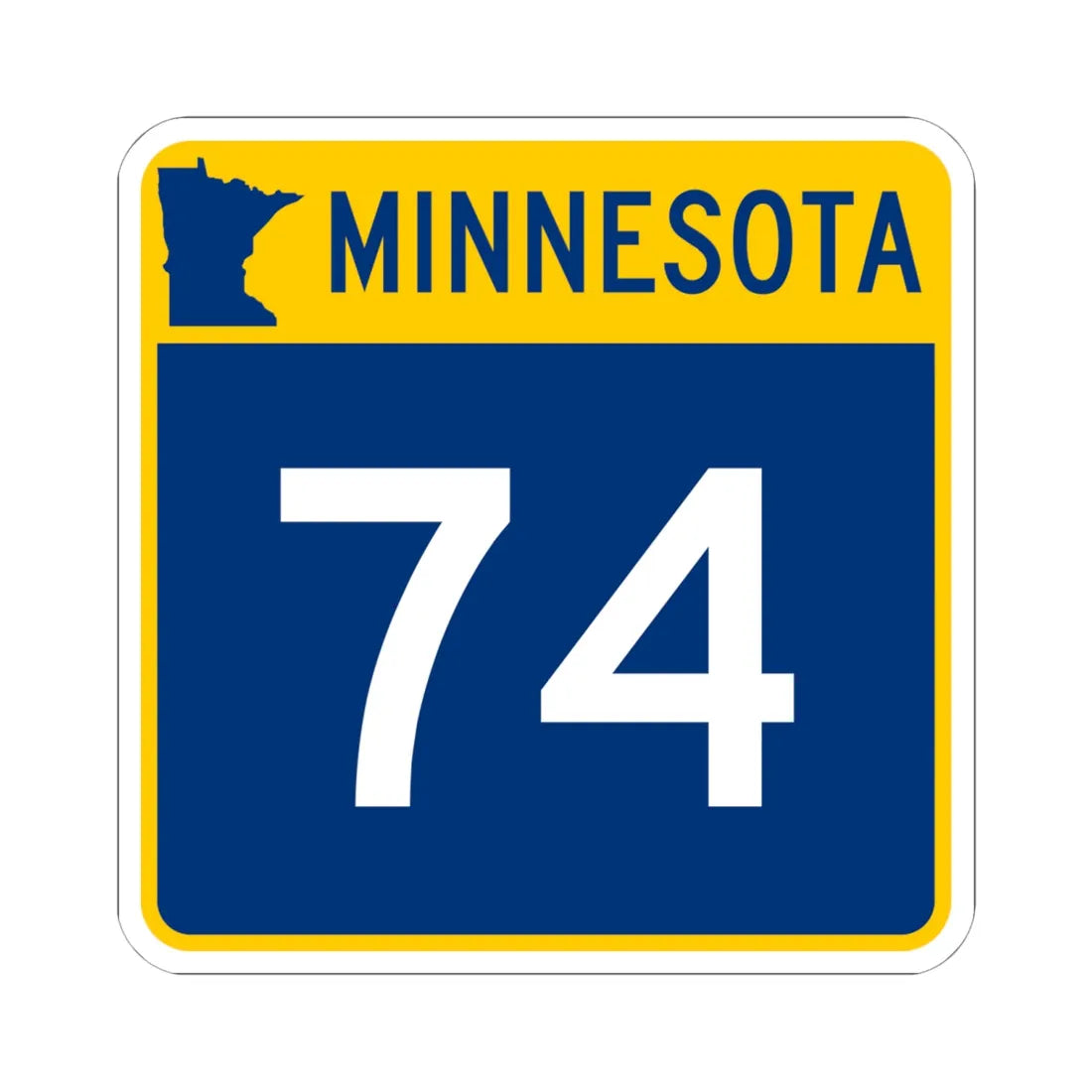 MN-74 (Minnesota) (Road Sign) STICKER Vinyl Kiss-Cut Decal 6 Inch White - The Sticker Space