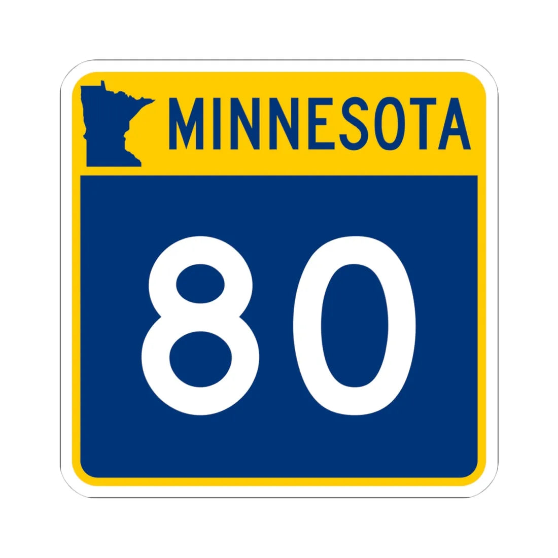 MN-80 (Minnesota) (Road Sign) STICKER Vinyl Kiss-Cut Decal 4 Inch White - The Sticker Space