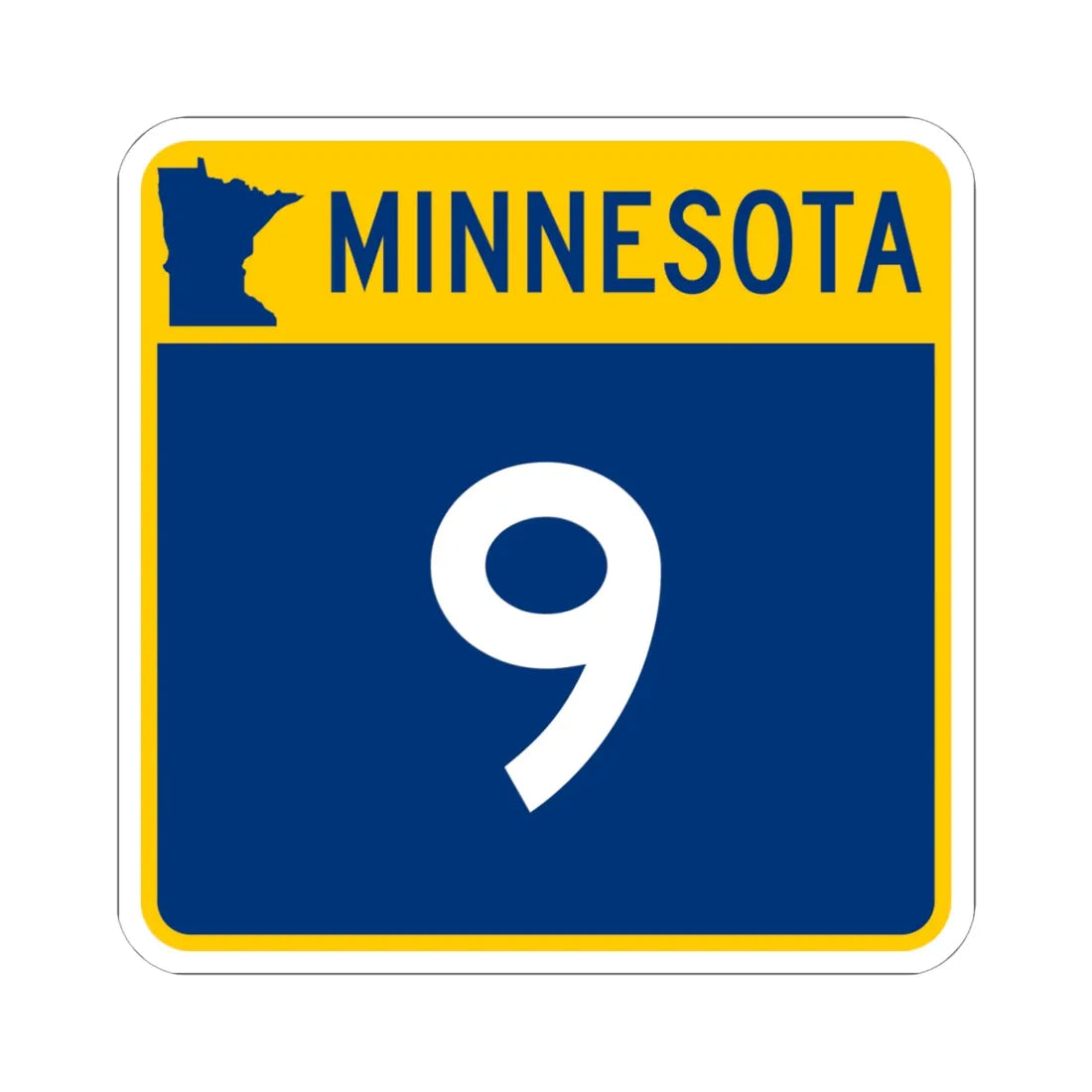 MN-9 (Minnesota) (Road Sign) STICKER Vinyl Kiss-Cut Decal 6 Inch White - The Sticker Space