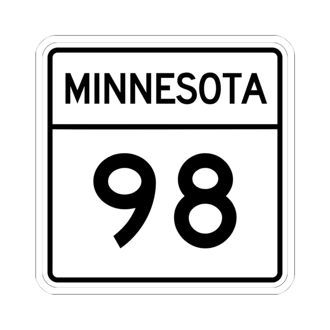 MN-98 1948 (Minnesota) (Road Sign) STICKER Vinyl Kiss-Cut Decal 4 Inch White - The Sticker Space