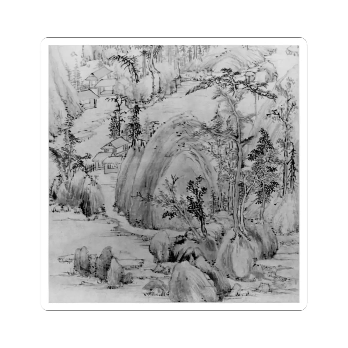 Mo Shilong - Landscape in the style of Huang Gongwang - 1581 v3 - STICKER Vinyl Kiss-Cut Decal