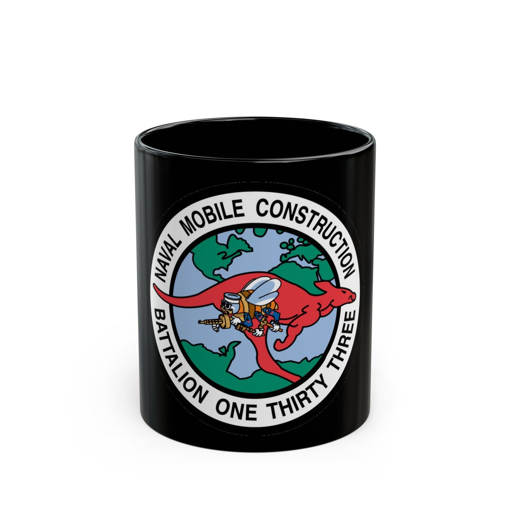 Mobile Construction Bn 133 NMCB 133 Seabee (U.S. Navy) Black Coffee Mug-11oz-The Sticker Space