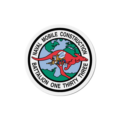 Mobile Construction Bn 133 NMCB 133 Seabee (U.S. Navy) Die-Cut Magnet-5" x 5"-The Sticker Space