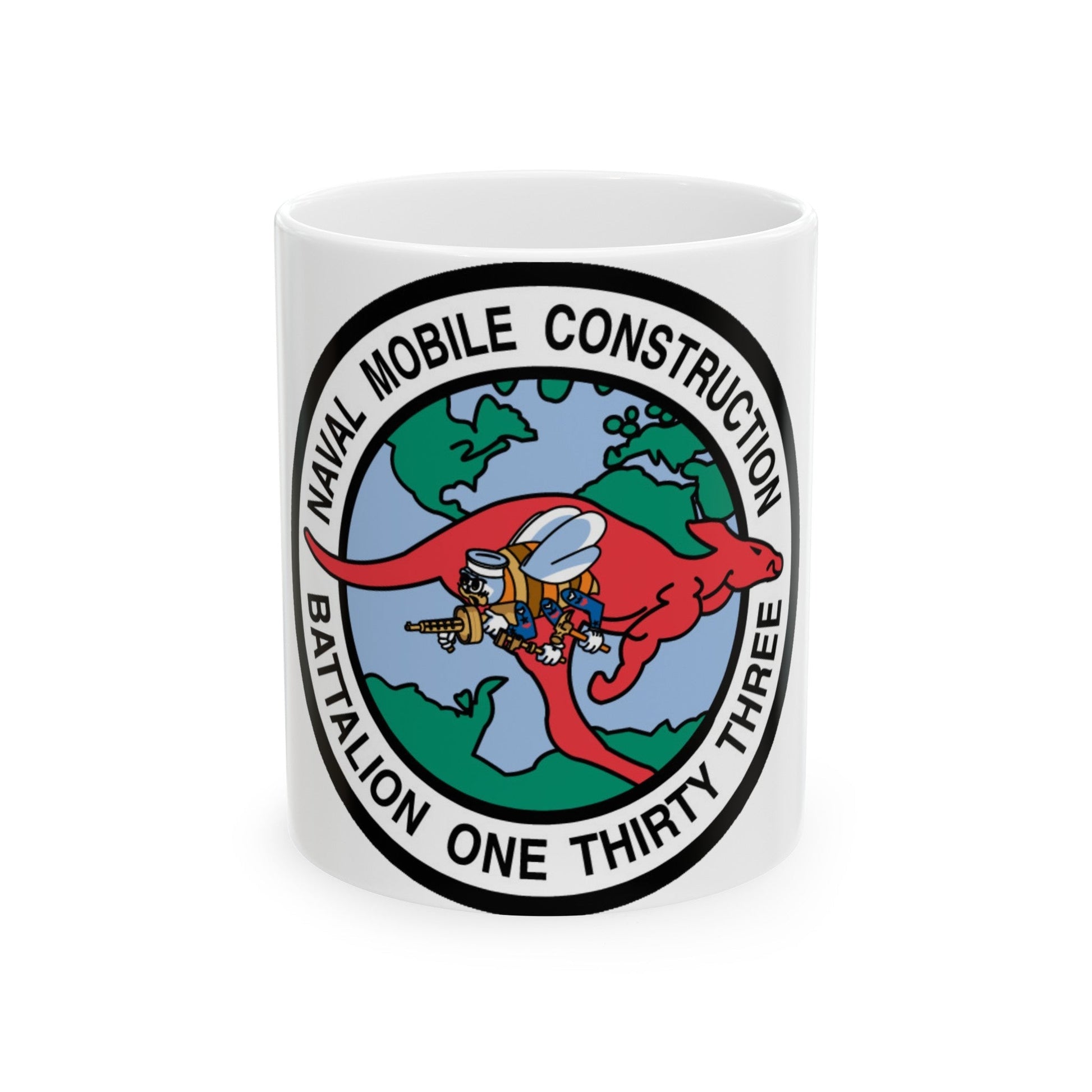 Mobile Construction Bn 133 NMCB 133 Seabee (U.S. Navy) White Coffee Mug-11oz-The Sticker Space