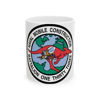 Mobile Construction Bn 133 NMCB 133 Seabee (U.S. Navy) White Coffee Mug-11oz-The Sticker Space