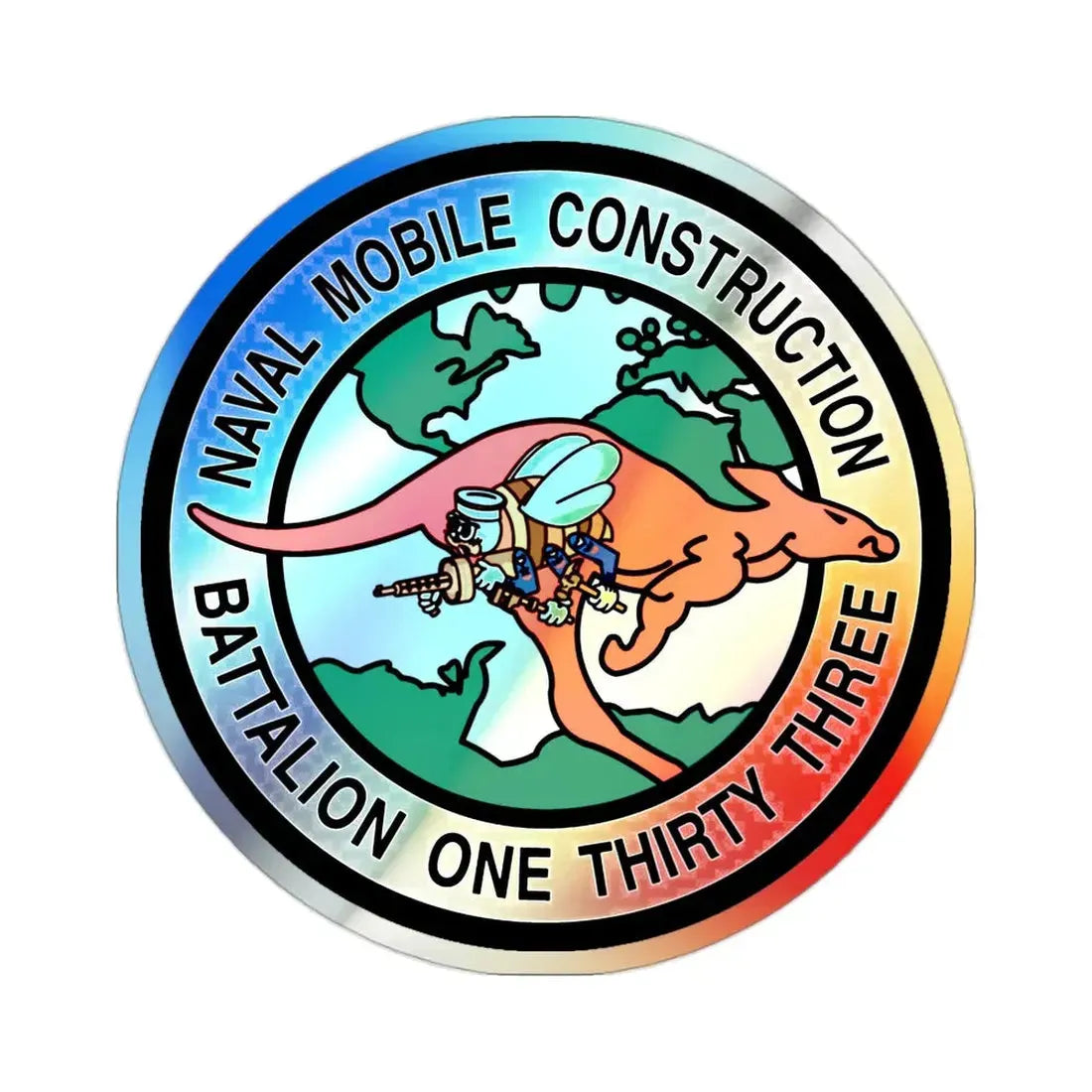 Mobile Construction Bn 133 NMCB 133 Seabee (U.S. Navy) Holographic STICKER Die-Cut Vinyl Decal - The Sticker Space