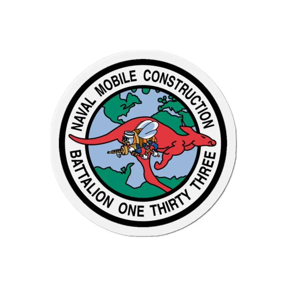 Mobile Construction Bn 133 NMCB 133 Seabee (U.S. Navy) Refrigerator Magnet 2 Inch - The Sticker Space
