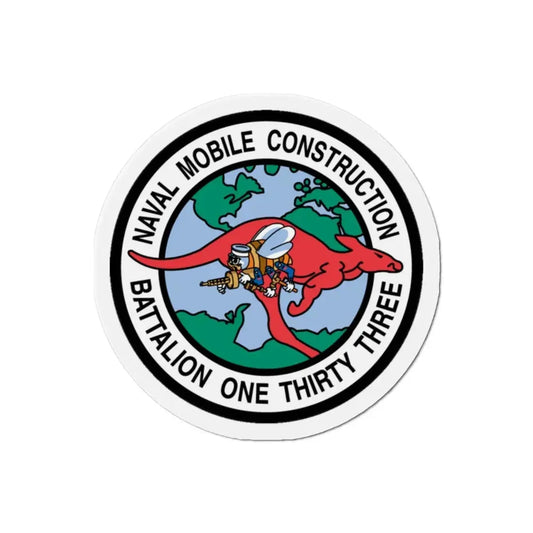 Mobile Construction Bn 133 NMCB 133 Seabee (U.S. Navy) Refrigerator Magnet 2 Inch - The Sticker Space