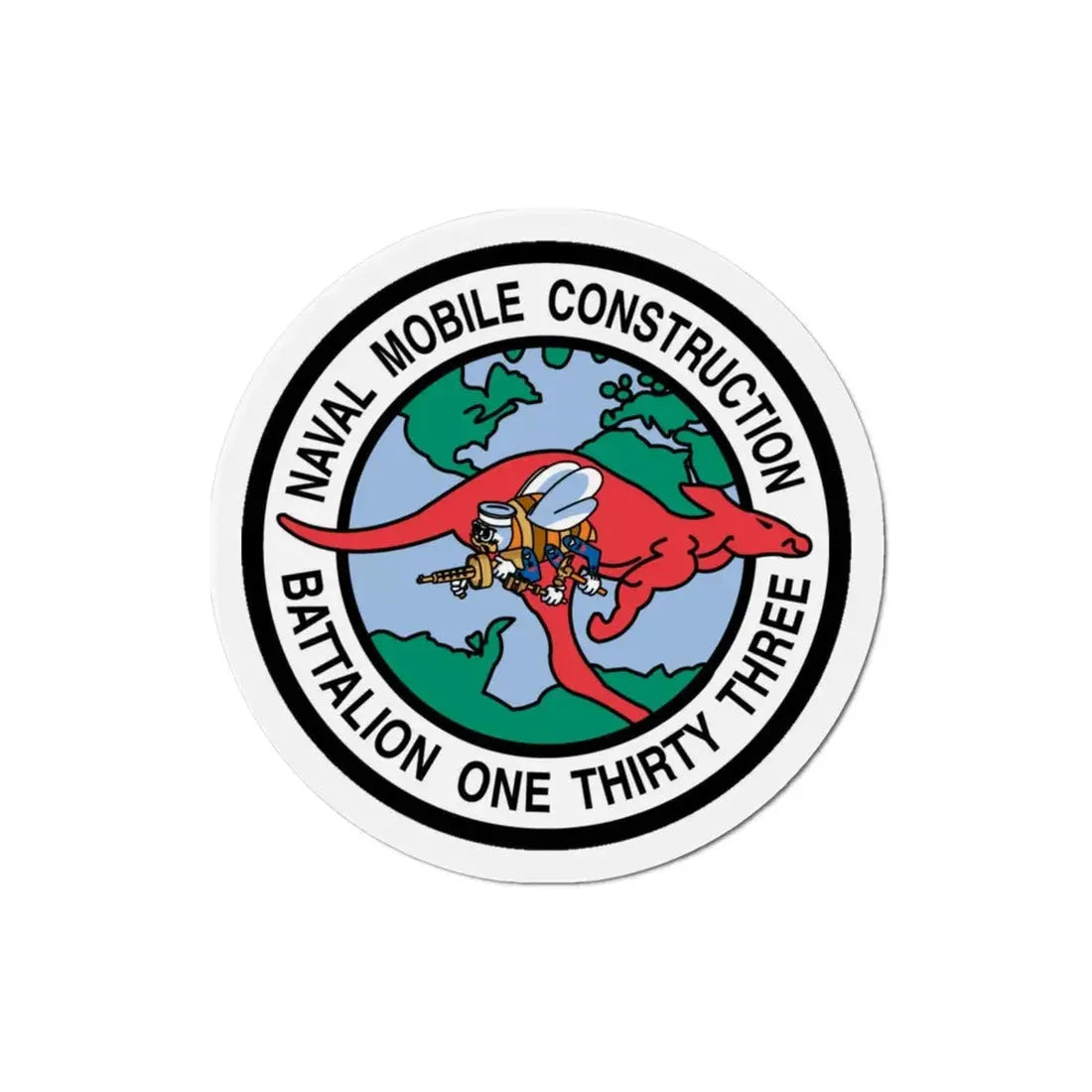 Mobile Construction Bn 133 NMCB 133 Seabee (U.S. Navy) Refrigerator Magnet - The Sticker Space