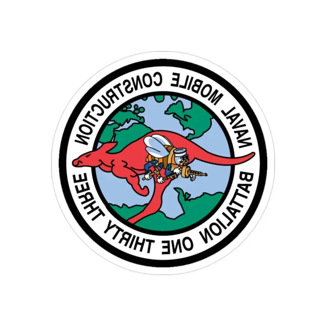 Mobile Construction Bn 133 NMCB 133 Seabee (U.S. Navy) REVERSE PRINT Transparent Die-Cut STICKER 2 Inch Die-Cut Transparent - The Sticker Space