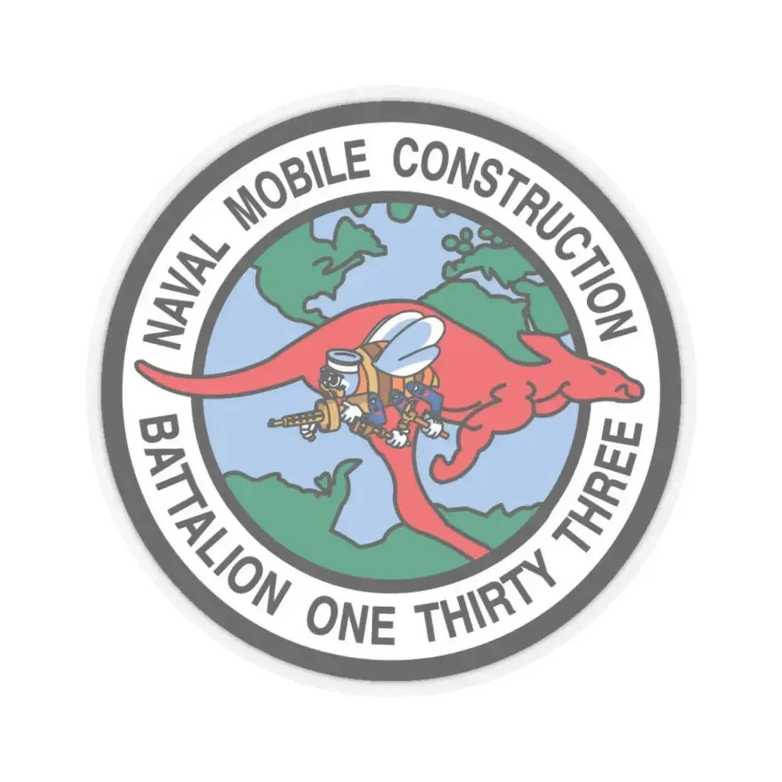 Mobile Construction Bn 133 NMCB 133 Seabee (U.S. Navy) STICKER Vinyl Kiss-Cut Decal 3 Inch Transparent - The Sticker Space