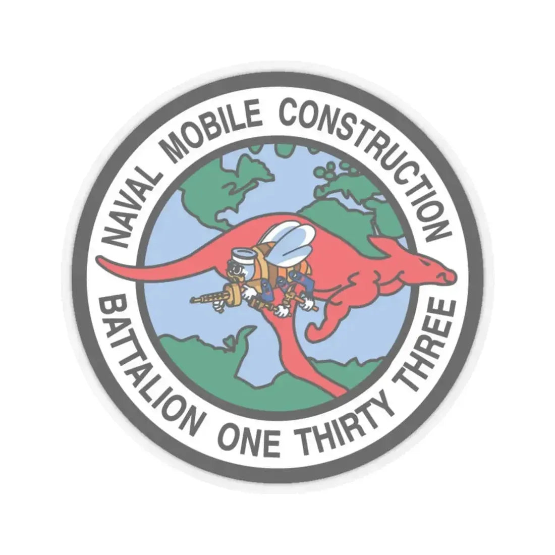 Mobile Construction Bn 133 NMCB 133 Seabee (U.S. Navy) STICKER Vinyl Kiss-Cut Decal 4 Inch Transparent - The Sticker Space