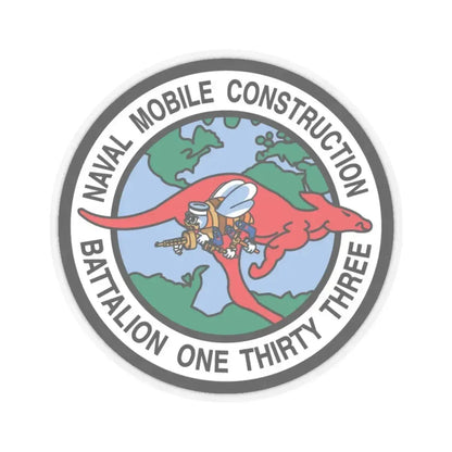 Mobile Construction Bn 133 NMCB 133 Seabee (U.S. Navy) STICKER Vinyl Kiss-Cut Decal 6 Inch Transparent - The Sticker Space