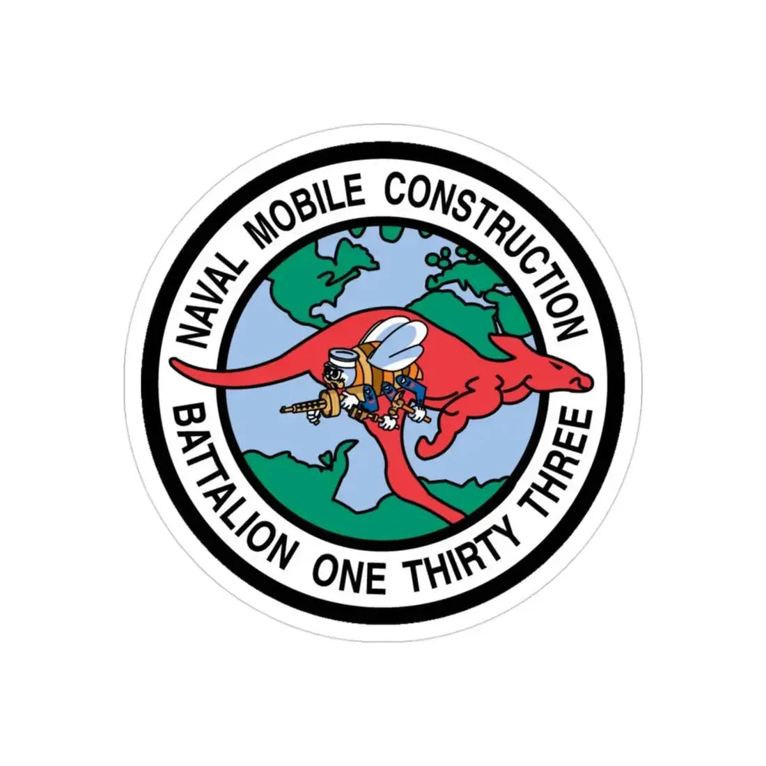 Mobile Construction Bn 133 NMCB 133 Seabee (U.S. Navy) Transparent STICKER Die-Cut Vinyl Decal 3 Inch Transparent - The Sticker Space