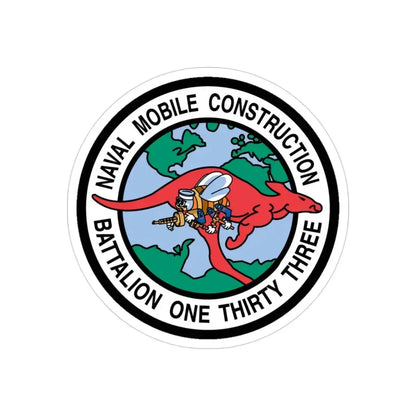 Mobile Construction Bn 133 NMCB 133 Seabee (U.S. Navy) Transparent STICKER Die-Cut Vinyl Decal 3 Inch Transparent - The Sticker Space
