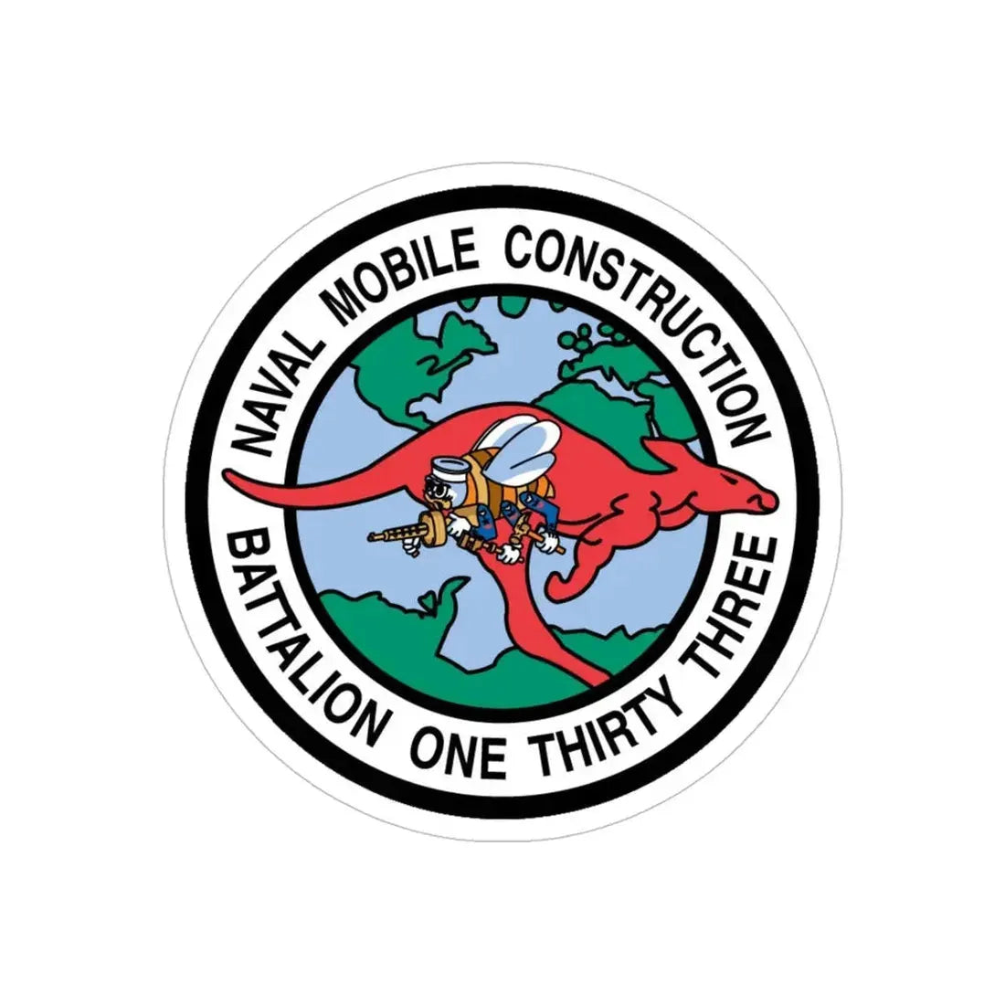 Mobile Construction Bn 133 NMCB 133 Seabee (U.S. Navy) Transparent STICKER Die-Cut Vinyl Decal 5 Inch Transparent - The Sticker Space