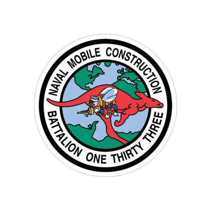 Mobile Construction Bn 133 NMCB 133 Seabee (U.S. Navy) Transparent STICKER Die-Cut Vinyl Decal 5 Inch Transparent - The Sticker Space