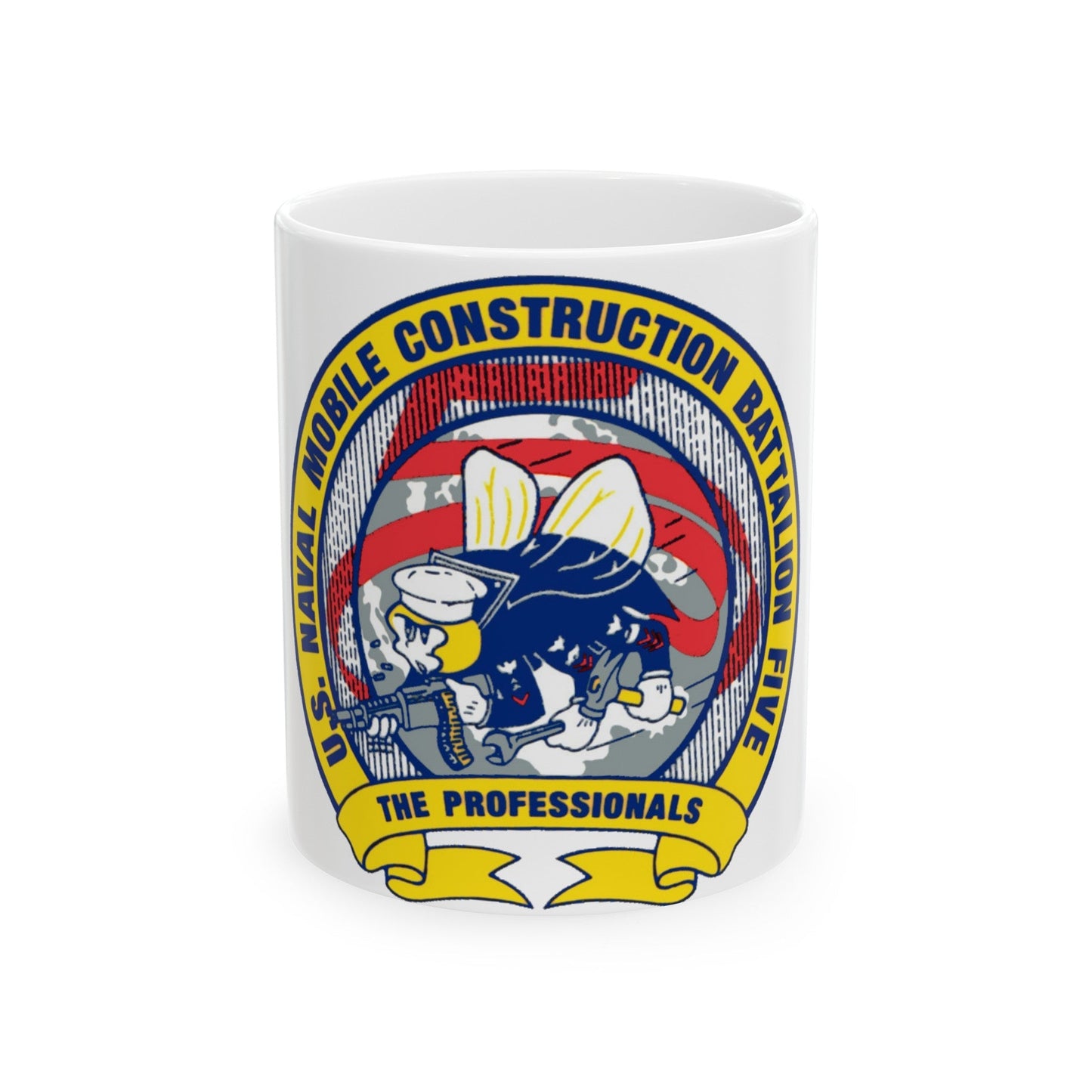 Mobile Construction Bn 5 NMCB 5 Seabee (U.S. Navy) White Coffee Mug-11oz-The Sticker Space