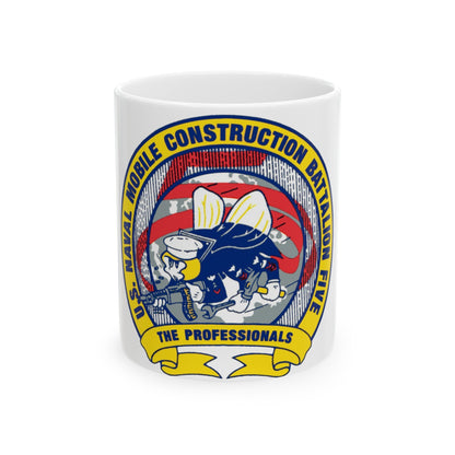 Mobile Construction Bn 5 NMCB 5 Seabee (U.S. Navy) White Coffee Mug-11oz-The Sticker Space