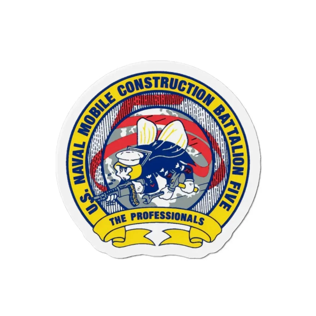 Mobile Construction Bn 5 NMCB 5 Seabee (U.S. Navy) Refrigerator Magnet 2 Inch - The Sticker Space