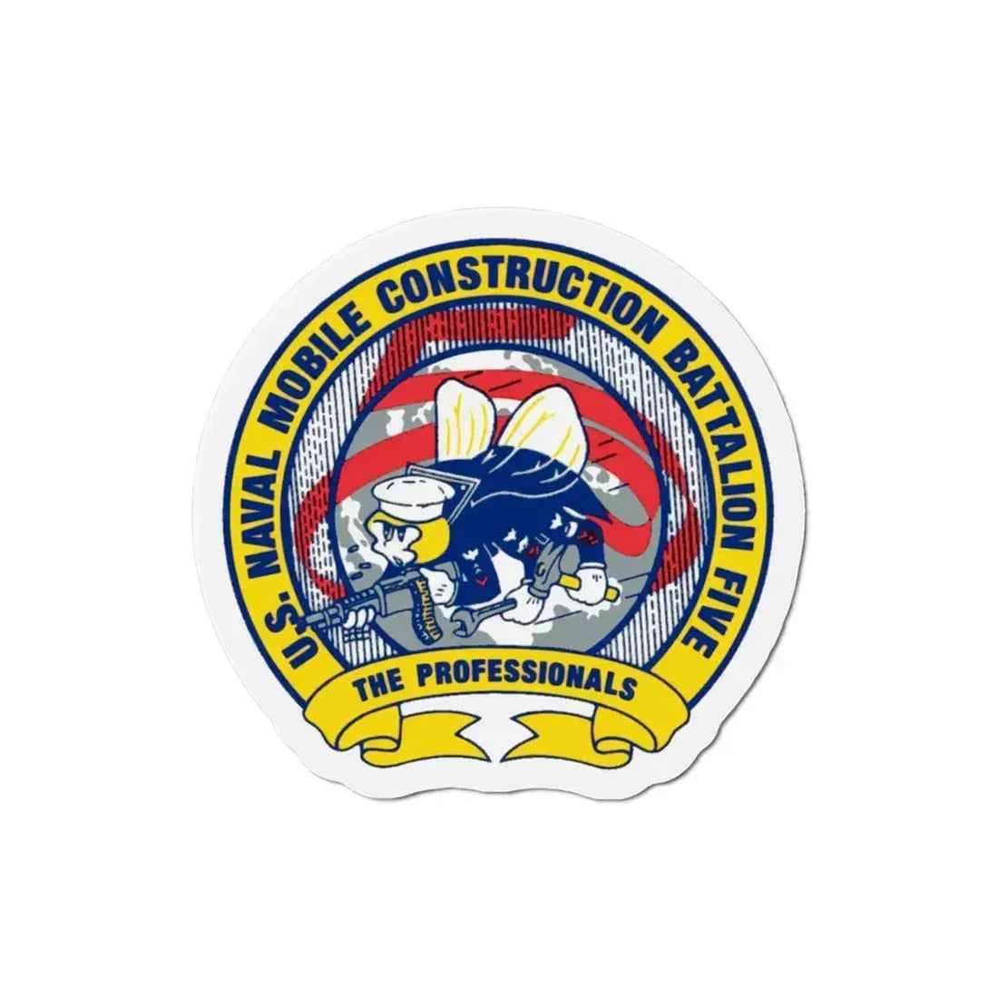 Mobile Construction Bn 5 NMCB 5 Seabee (U.S. Navy) Refrigerator Magnet 3 Inch - The Sticker Space