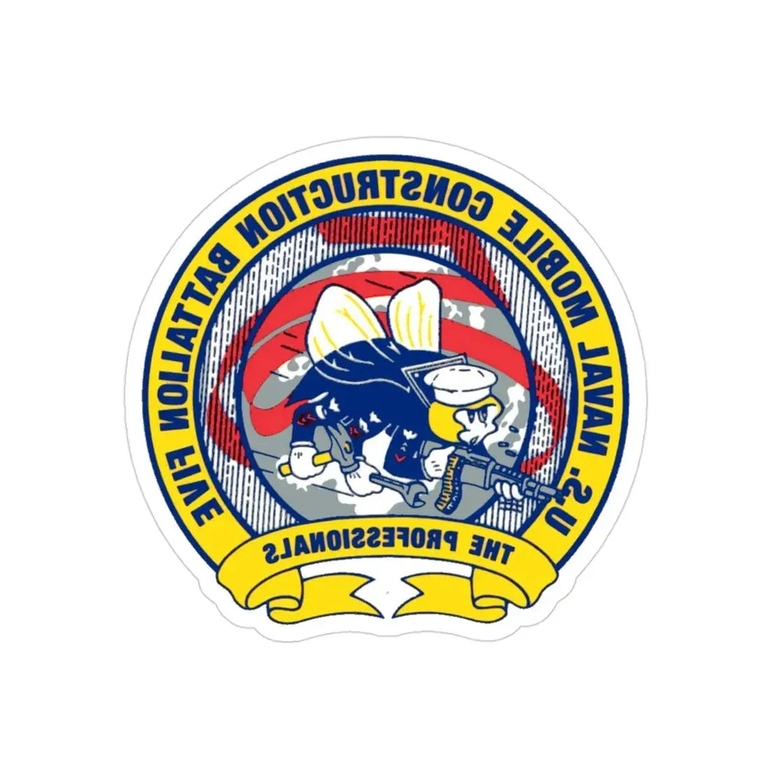 Mobile Construction Bn 5 NMCB 5 Seabee (U.S. Navy) REVERSE PRINT Transparent Die-Cut STICKER - The Sticker Space