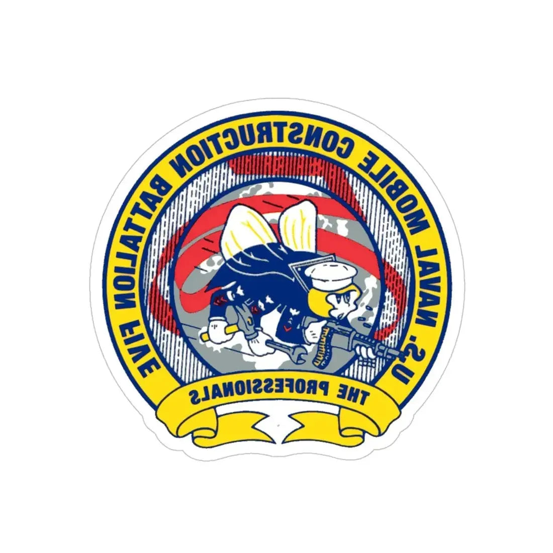 Mobile Construction Bn 5 NMCB 5 Seabee (U.S. Navy) REVERSE PRINT Transparent Die-Cut STICKER - The Sticker Space