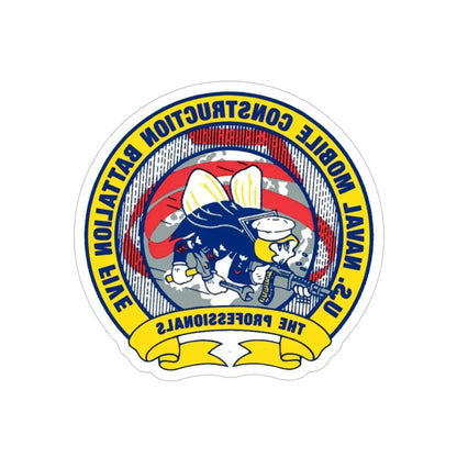 Mobile Construction Bn 5 NMCB 5 Seabee (U.S. Navy) REVERSE PRINT Transparent Die-Cut STICKER - The Sticker Space
