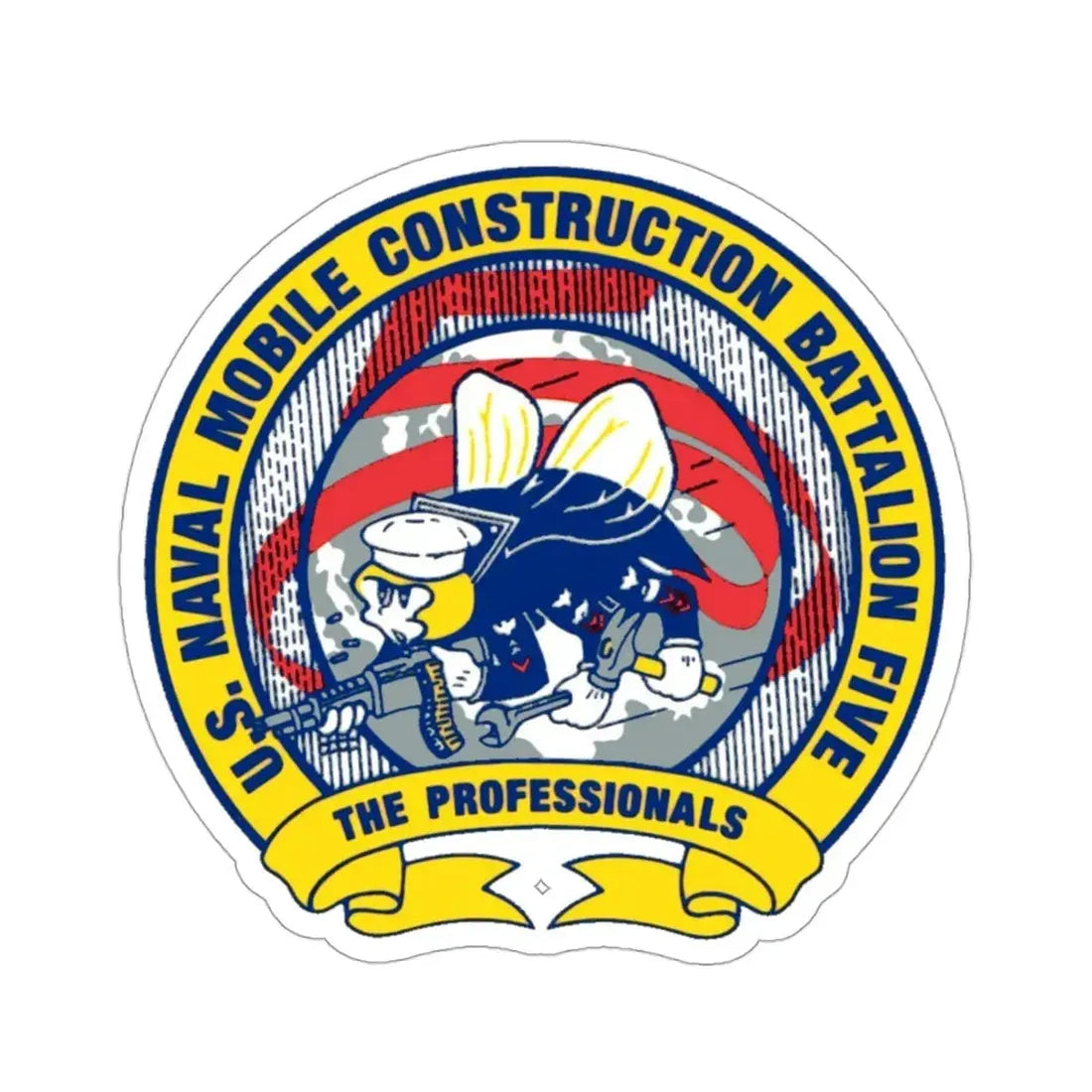 Mobile Construction Bn 5 NMCB 5 Seabee (U.S. Navy) STICKER Vinyl Die-Cut Decal 3 Inch - The Sticker Space
