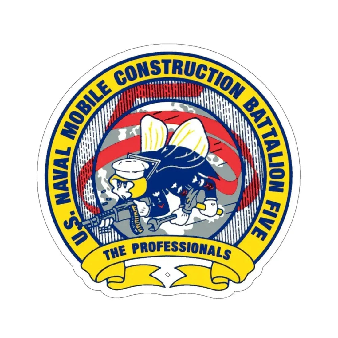 Mobile Construction Bn 5 NMCB 5 Seabee (U.S. Navy) STICKER Vinyl Die-Cut Decal 5 Inch - The Sticker Space