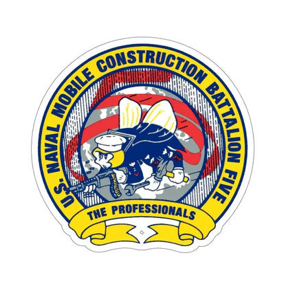 Mobile Construction Bn 5 NMCB 5 Seabee (U.S. Navy) STICKER Vinyl Die-Cut Decal 5 Inch - The Sticker Space