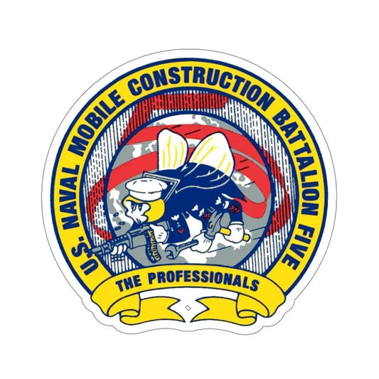 Mobile Construction Bn 5 NMCB 5 Seabee (U.S. Navy) STICKER Vinyl Die-Cut Decal 6 Inch - The Sticker Space