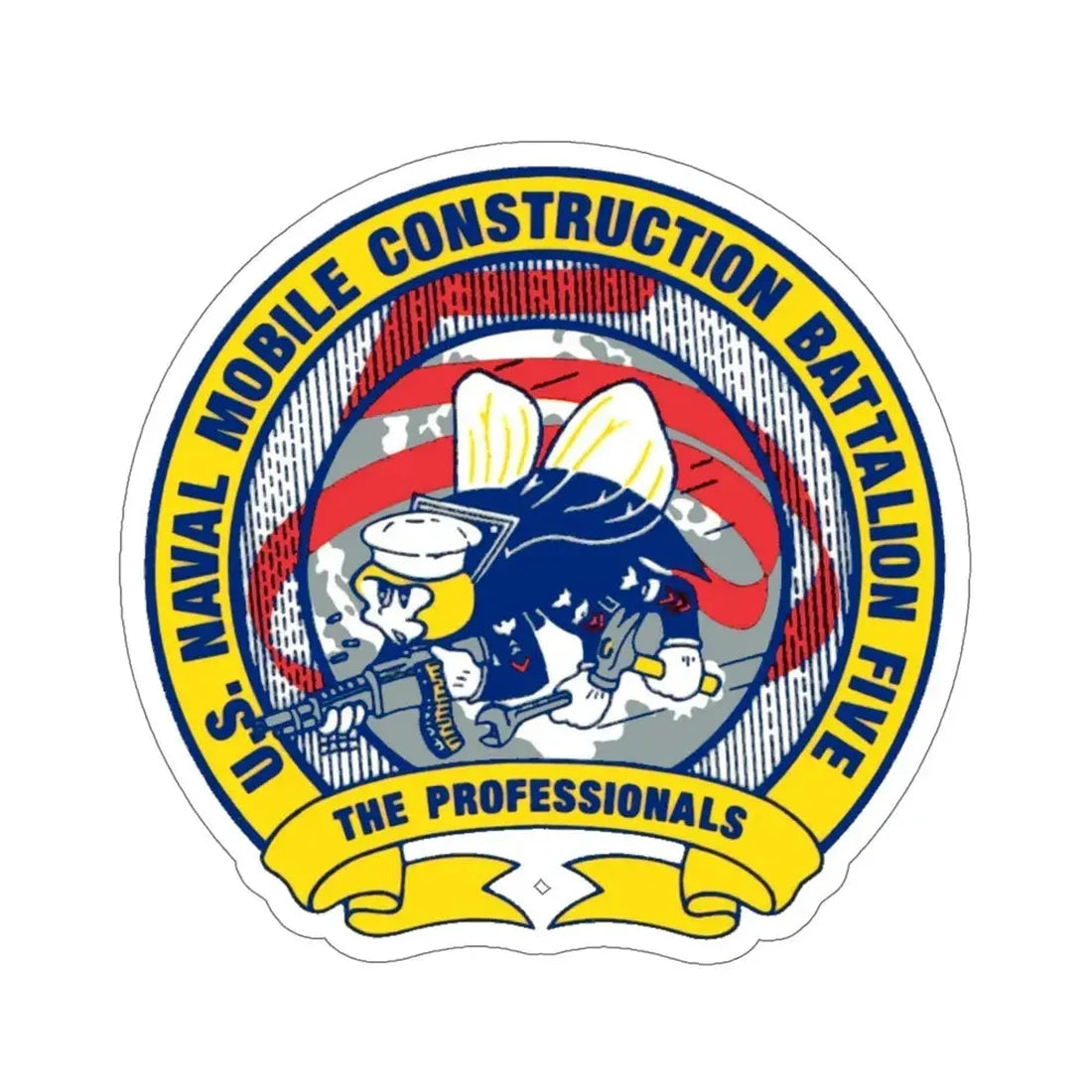 Mobile Construction Bn 5 NMCB 5 Seabee (U.S. Navy) STICKER Vinyl Die-Cut Decal 6 Inch - The Sticker Space
