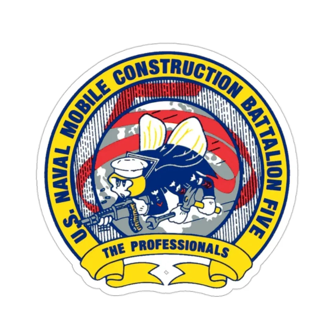 Mobile Construction Bn 5 NMCB 5 Seabee (U.S. Navy) STICKER Vinyl Die-Cut Decal - The Sticker Space
