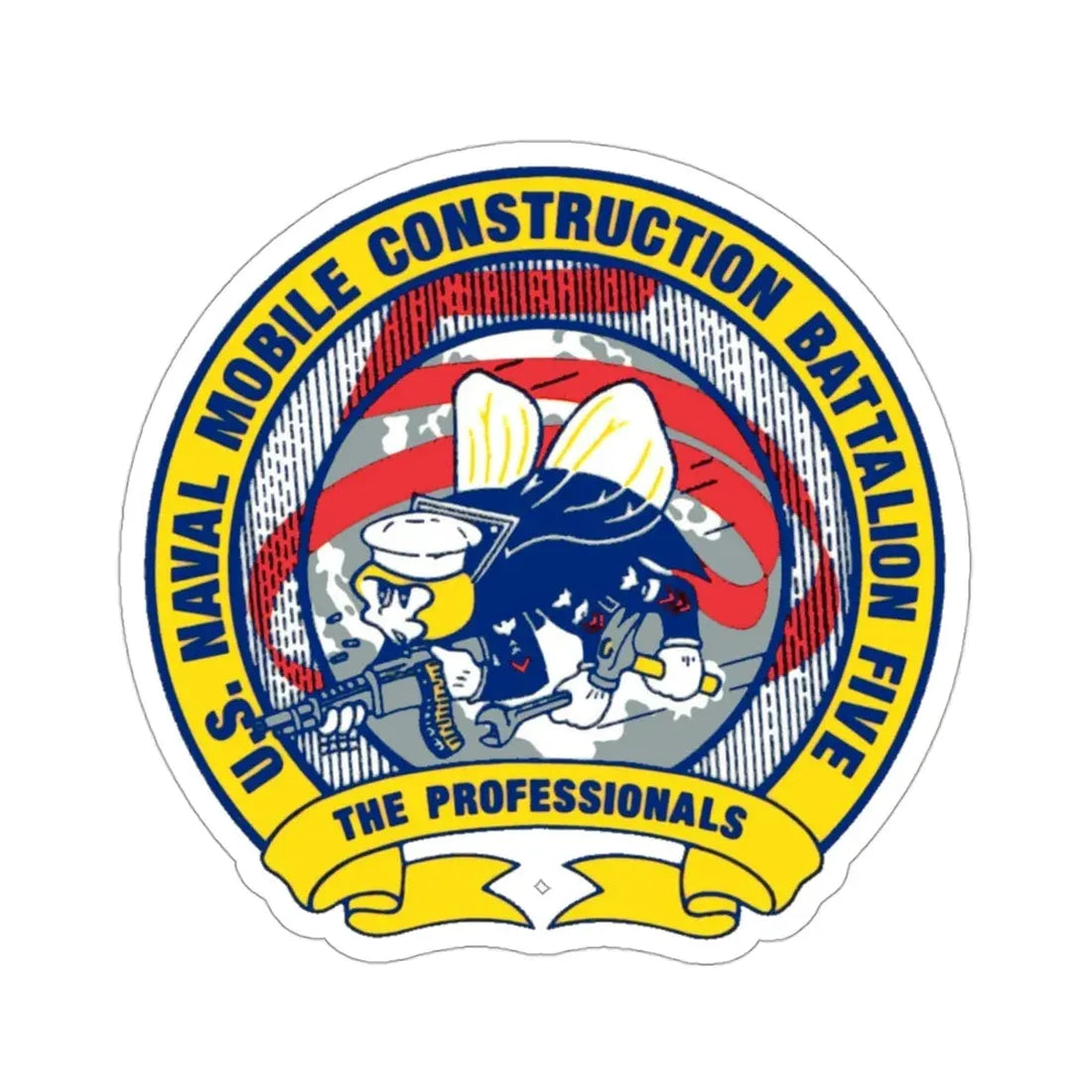 Mobile Construction Bn 5 NMCB 5 Seabee (U.S. Navy) STICKER Vinyl Die-Cut Decal - The Sticker Space