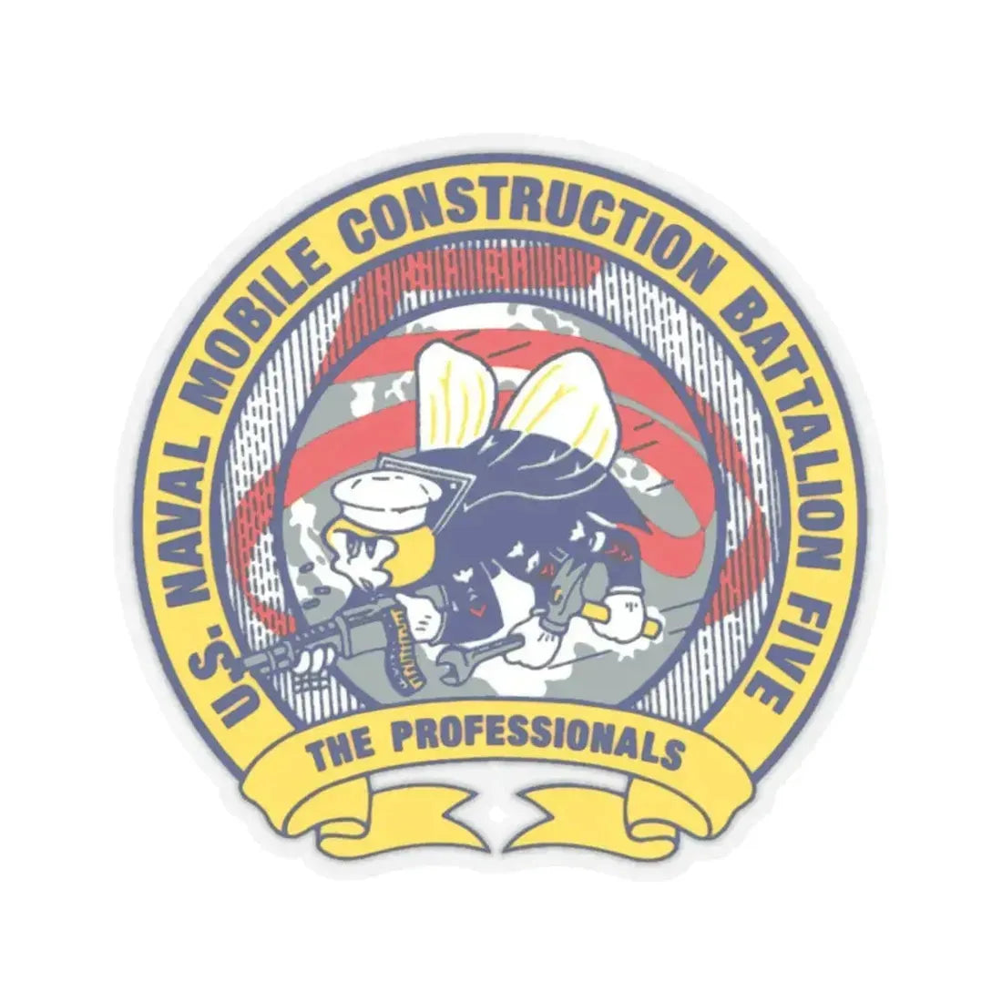 Mobile Construction Bn 5 NMCB 5 Seabee (U.S. Navy) STICKER Vinyl Kiss-Cut Decal 6 Inch Transparent - The Sticker Space