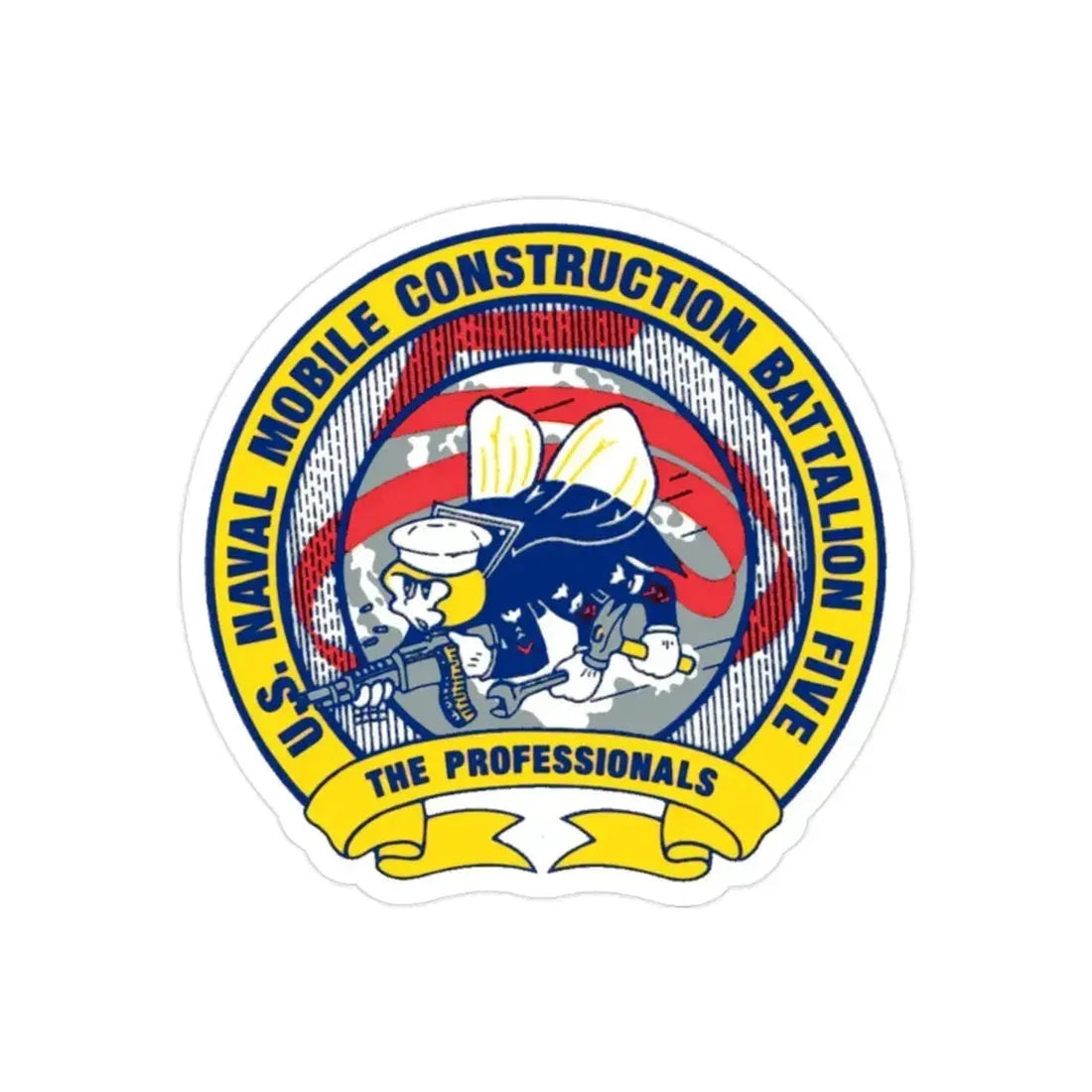 Mobile Construction Bn 5 NMCB 5 Seabee (U.S. Navy) Transparent STICKER Die-Cut Vinyl Decal 2 Inch Transparent - The Sticker Space