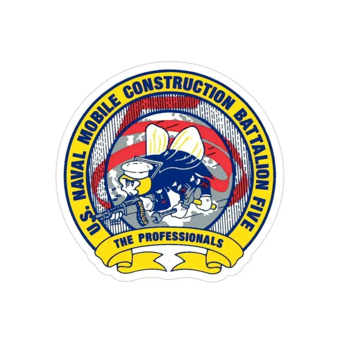 Mobile Construction Bn 5 NMCB 5 Seabee (U.S. Navy) Transparent STICKER Die-Cut Vinyl Decal 3 Inch Transparent - The Sticker Space