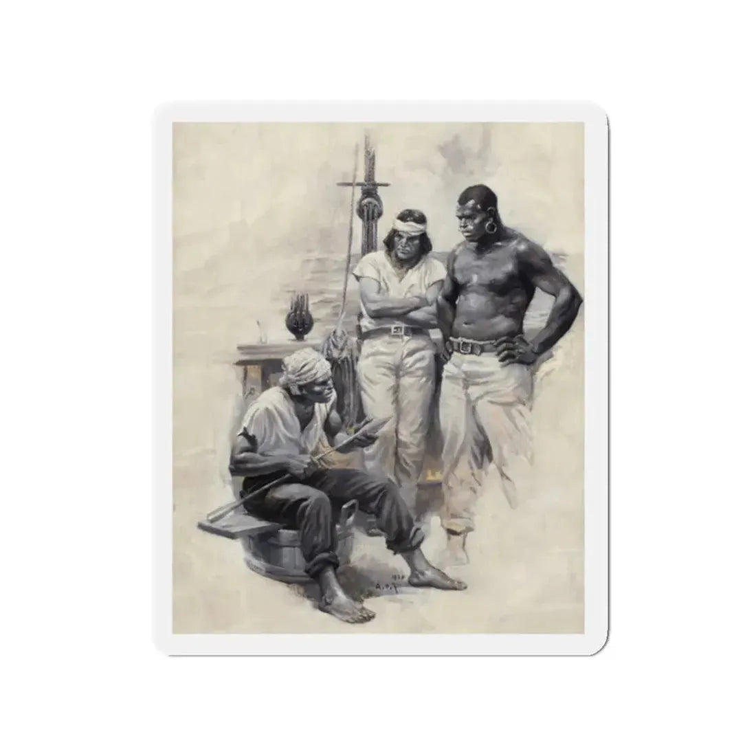 Moby Dick story illustration, 1930 (Magazine Illustration) Refrigerator Magnet 2 Inch - The Sticker Space