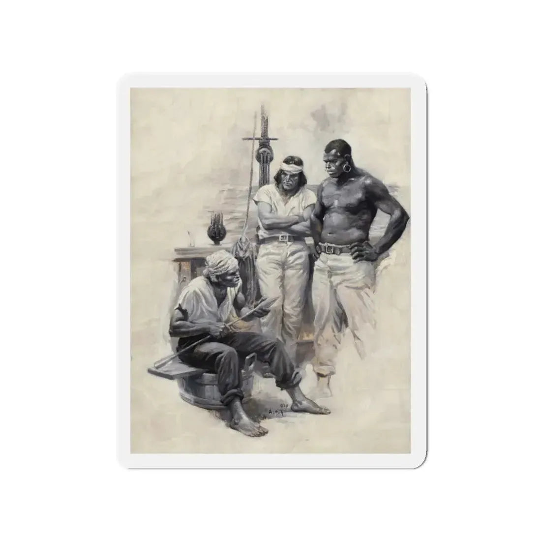 Moby Dick story illustration, 1930 (Magazine Illustration) Refrigerator Magnet 3 Inch - The Sticker Space