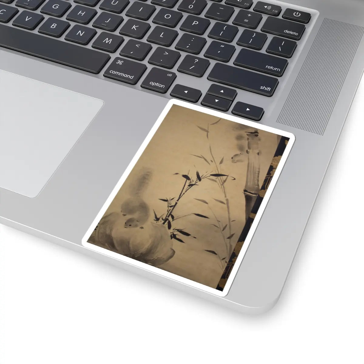 Mochizuki Gyokusen 望月玉川 - Squirrels on Bamboo and Rock - 1812 v10 - STICKER Vinyl Kiss-Cut Decal