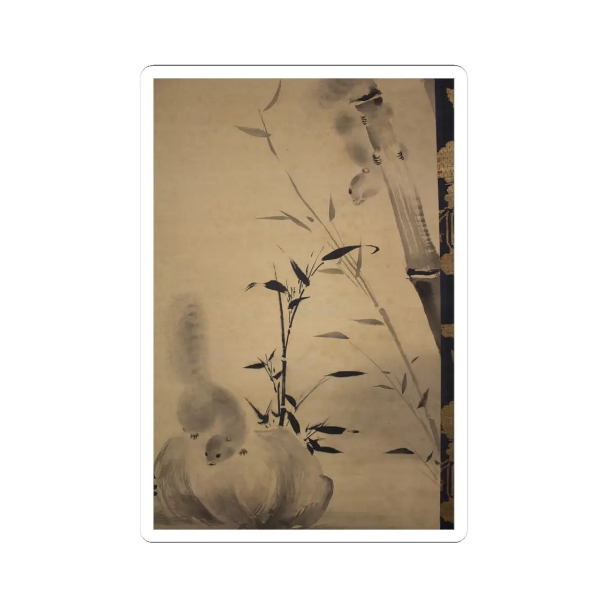 Mochizuki Gyokusen 望月玉川 - Squirrels on Bamboo and Rock - 1812 v10 - STICKER Vinyl Kiss-Cut Decal