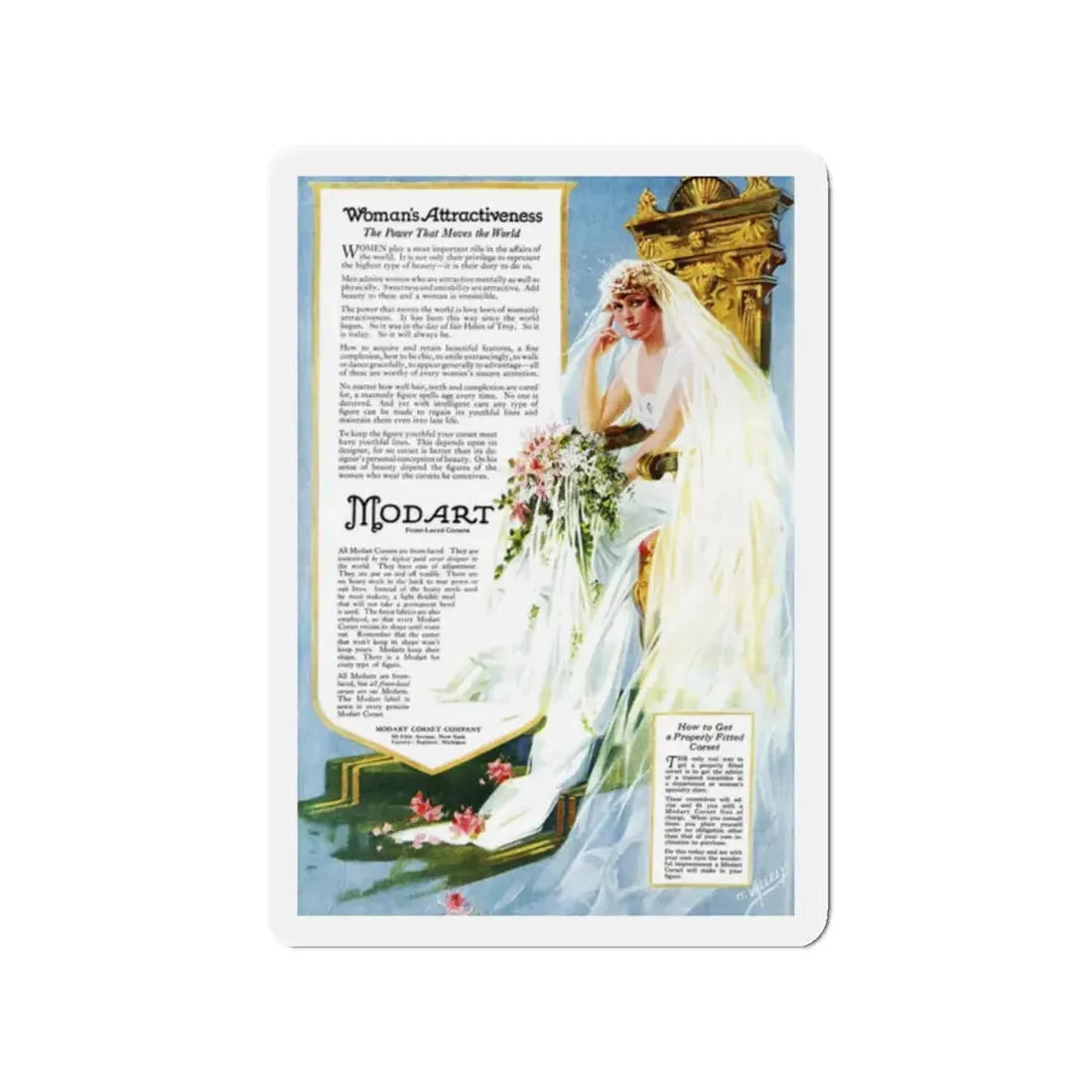 Modart Corsets ad, Ladies' Home Journal, October 1918 (Magazine Illustration) Refrigerator Magnet - The Sticker Space