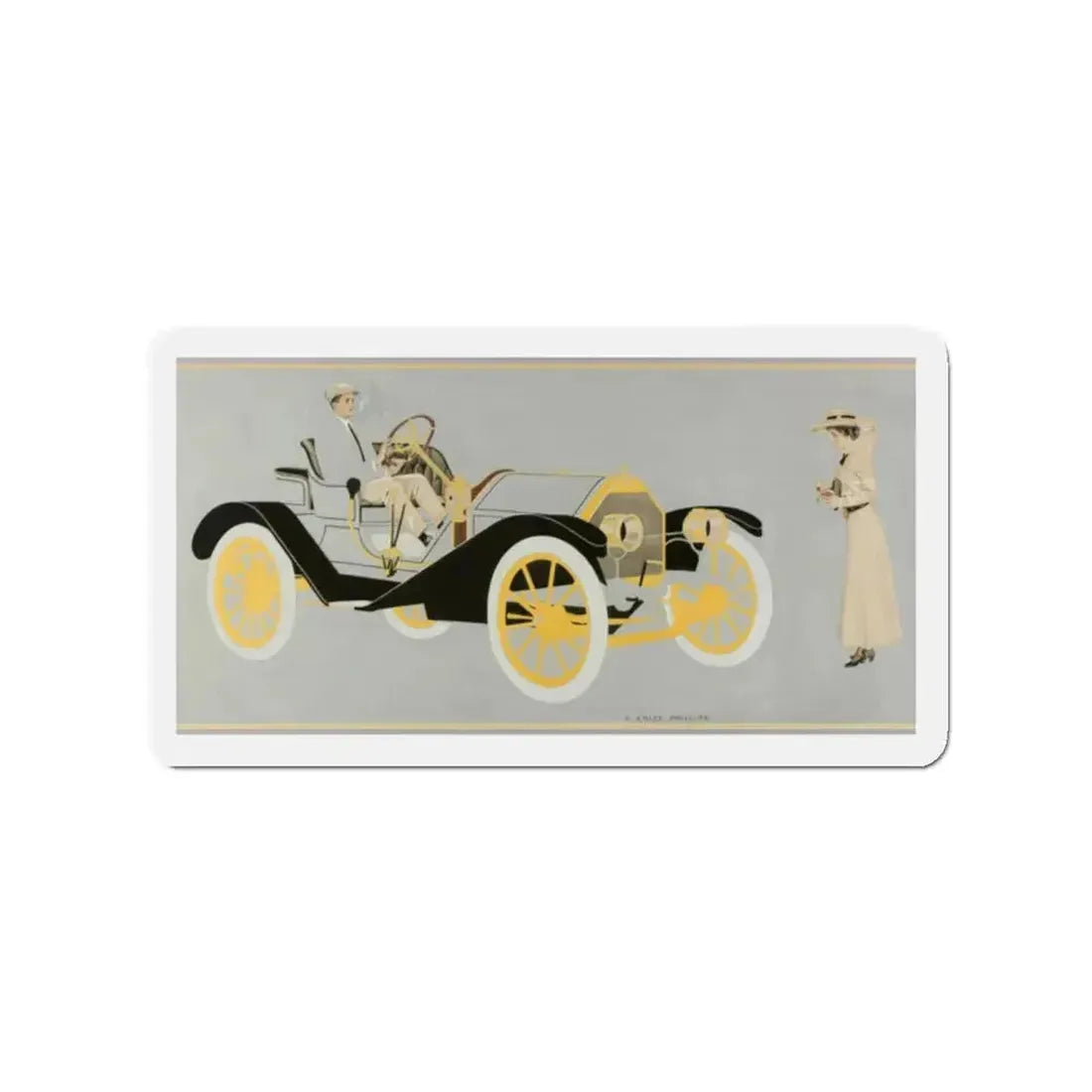 Model 20 Hudson Motor Car, ad illustration (Magazine Illustration) Refrigerator Magnet 2 Inch - The Sticker Space