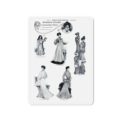 Moderate Incomes Common-Sense Patterns, Woman's Home Companion, January 1903 (Magazine Illustration) Refrigerator Magnet 2 Inch - The Sticker Space