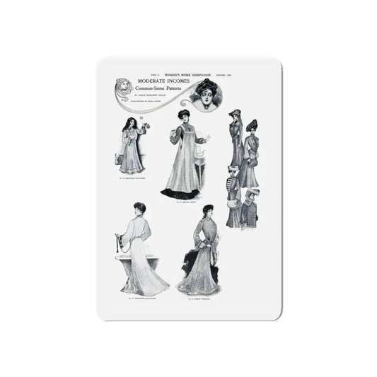 Moderate Incomes Common-Sense Patterns, Woman's Home Companion, January 1903 (Magazine Illustration) Refrigerator Magnet 6 Inch - The Sticker Space